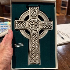 Genuine Pewter Celtic Cross Decor